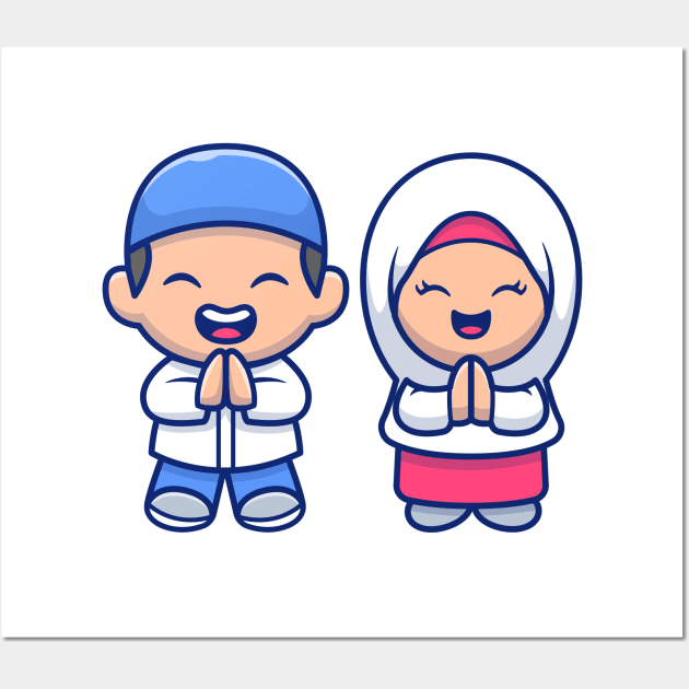 Cute boy and girl moslem Wall Art by Catalyst Labs